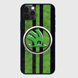 Чехол для iPhone 12 Pro Skoda Green Logo Z, цвет: 3D-черный