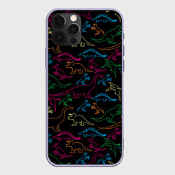 Чехол для iPhone 12 Pro Динозавры, цвет: 3D-светло-сиреневый