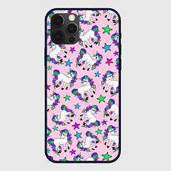 Чехол для iPhone 12 Pro Единороги и звезды, цвет: 3D-черный