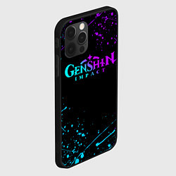 Чехол для iPhone 12 Pro GENSHIN IMPACT NEON LOGO, цвет: 3D-черный — фото 2