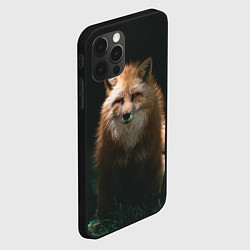 Чехол для iPhone 12 Pro Хитрый лис на черном фоне, цвет: 3D-черный — фото 2