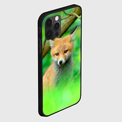 Чехол для iPhone 12 Pro Лисенок в зеленом лесу, цвет: 3D-черный — фото 2