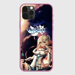 Чехол для iPhone 12 Pro Genshin Impact Lumine, цвет: 3D-малиновый