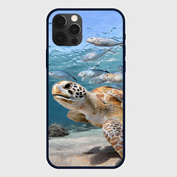 Чехол для iPhone 12 Pro Морская черепаха, цвет: 3D-черный