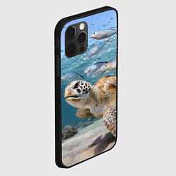 Чехол для iPhone 12 Pro Морская черепаха, цвет: 3D-черный — фото 2
