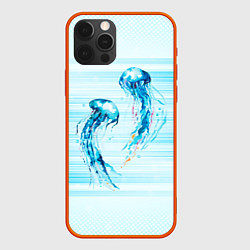 Чехол для iPhone 12 Pro Медузы, цвет: 3D-красный