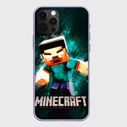 Чехол для iPhone 12 Pro MINECRAFT, цвет: 3D-светло-сиреневый