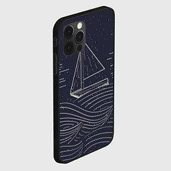 Чехол для iPhone 12 Pro Одинокий корабль в море, цвет: 3D-черный — фото 2