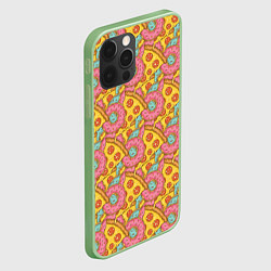 Чехол для iPhone 12 Pro Пицца и пончики, цвет: 3D-салатовый — фото 2