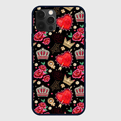 Чехол для iPhone 12 Pro Корона и розы, цвет: 3D-черный