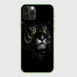 Чехол для iPhone 12 Pro Тигр, цвет: 3D-салатовый