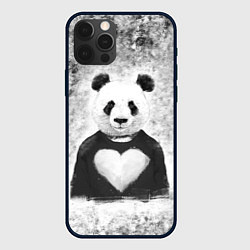 Чехол для iPhone 12 Pro Панда Любовь Сердце Меланж, цвет: 3D-черный