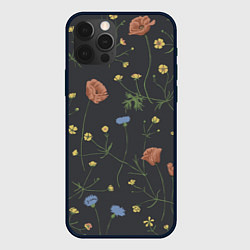 Чехол для iPhone 12 Pro Цветы На черном Фоне, цвет: 3D-черный