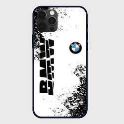 Чехол для iPhone 12 Pro BMW БМВ РАЗРЕЗАННОЕ ЛОГО, цвет: 3D-черный