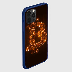 Чехол для iPhone 12 Pro СВЕТЯЩИЙСЯ BITCOIN, цвет: 3D-тёмно-синий — фото 2