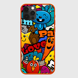 Чехол для iPhone 12 Pro LOVE PEACE PARTY Z, цвет: 3D-красный