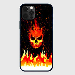 Чехол для iPhone 12 Pro Пылающий череп, цвет: 3D-черный