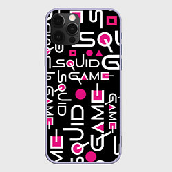 Чехол для iPhone 12 Pro SQUID GAME ЛОГО PINK, цвет: 3D-светло-сиреневый