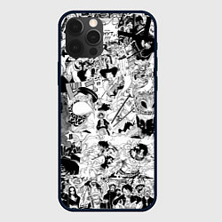 Чехол для iPhone 12 Pro One Piece Манга страницы, цвет: 3D-черный
