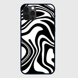Чехол для iPhone 12 Pro Черно-белые полосы Black and white stripes, цвет: 3D-черный