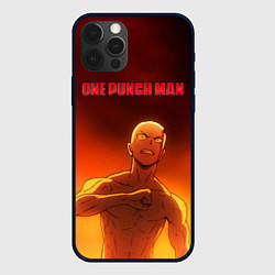 Чехол для iPhone 12 Pro Сайтама в огне One Punch-Man, цвет: 3D-черный