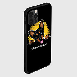 Чехол для iPhone 12 Pro Пинчер Miniature Pinscher, цвет: 3D-черный — фото 2