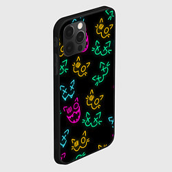 Чехол для iPhone 12 Pro НЕОНОВЫЕ КОТИКИ NEON FACES CATS, цвет: 3D-черный — фото 2