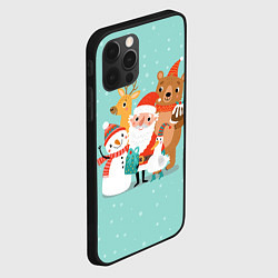 Чехол для iPhone 12 Pro Звери и Дед Мороз, цвет: 3D-черный — фото 2