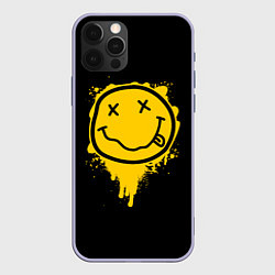 Чехол для iPhone 12 Pro NIRVANA LOGO SMILE, БРЫЗГИ КРАСОК, цвет: 3D-светло-сиреневый