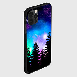 Чехол для iPhone 12 Pro Космический лес, елки и звезды, цвет: 3D-черный — фото 2