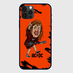 Чехол для iPhone 12 Pro Шарж Ангус Янг ACDC, цвет: 3D-черный