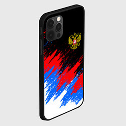 Чехол для iPhone 12 Pro РОССИЯ, БРЫЗГИ КРАСОК, ТРИКОЛОР, цвет: 3D-черный — фото 2
