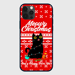 Чехол для iPhone 12 Pro MEOW CHRISTMAS, цвет: 3D-черный