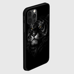 Чехол для iPhone 12 Pro Голова хищного тигра, цвет: 3D-черный — фото 2