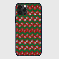 Чехол для iPhone 12 Pro Knitted Snowflake Pattern, цвет: 3D-черный