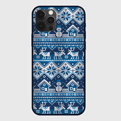 Чехол для iPhone 12 Pro Christmas Pattern, цвет: 3D-черный