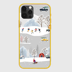 Чехол для iPhone 12 Pro Нoвoгодние Праздники 2022, цвет: 3D-желтый