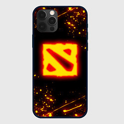 Чехол для iPhone 12 Pro DOTA 2 FIRE LOGO ДОТА 2 ОГНЕННЫЙ ЛОГО, цвет: 3D-черный