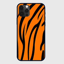 Чехол для iPhone 12 Pro Текстура тиграtiger, цвет: 3D-черный