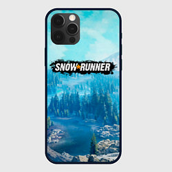 Чехол для iPhone 12 Pro SnowRunner СноуРаннер логотип, цвет: 3D-черный