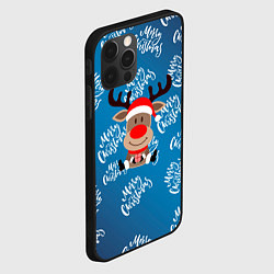 Чехол для iPhone 12 Pro Merry Christmas Олень с подарком, цвет: 3D-черный — фото 2