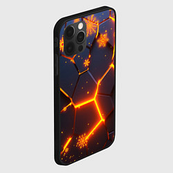 Чехол для iPhone 12 Pro НОВОГОДНИЕ ОГНЕННЫЕ 3D ПЛИТЫ FIRE NEON HEXAGON, цвет: 3D-черный — фото 2