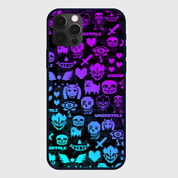 Чехол для iPhone 12 Pro UNDERTALE NEON PATTERN УЗОР, цвет: 3D-черный