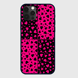 Чехол iPhone 12 Pro Черно-Розовые сердца