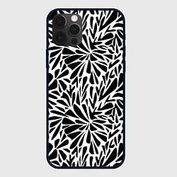 Чехол для iPhone 12 Pro Черно белый абстрактный узор, цвет: 3D-черный