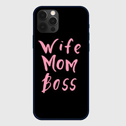 Чехол для iPhone 12 Pro Wife Mom Boss, цвет: 3D-черный
