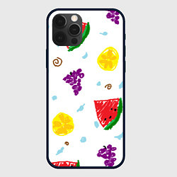 Чехол для iPhone 12 Pro Пиксельные фрукты, цвет: 3D-черный