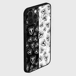 Чехол для iPhone 12 Pro TESLA BLACK AND WHITE LOGO PATTERN, цвет: 3D-черный — фото 2