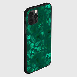 Чехол для iPhone 12 Pro Яркие зеленые листья, цвет: 3D-черный — фото 2