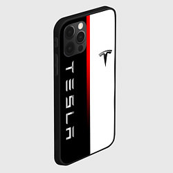 Чехол для iPhone 12 Pro ТЕСЛА -TESLA КРАСНАЯ ЛИНИЯ МИНИМАЛИЗМ, цвет: 3D-черный — фото 2